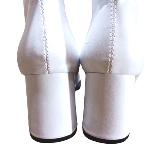 Like New Ellie White Go Go Boots Mid Calf Block Heel Size 10 - Picture 10 of 12